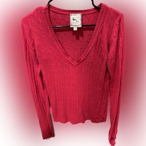 Cable knit V-neck sweater